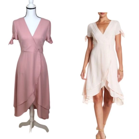 dee elly Dresses & Skirts - Dee Elly Romantic Pink HighLow Tie Arm  dress Size Medium
